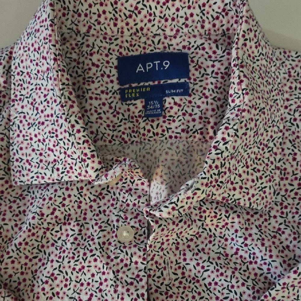 Apt. 9 Pink and Black Floral Shirt